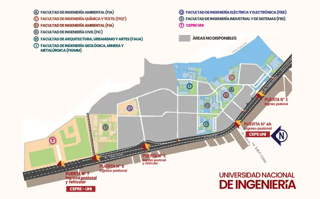 Mapa del Campus de la UNI. Foto: UNI