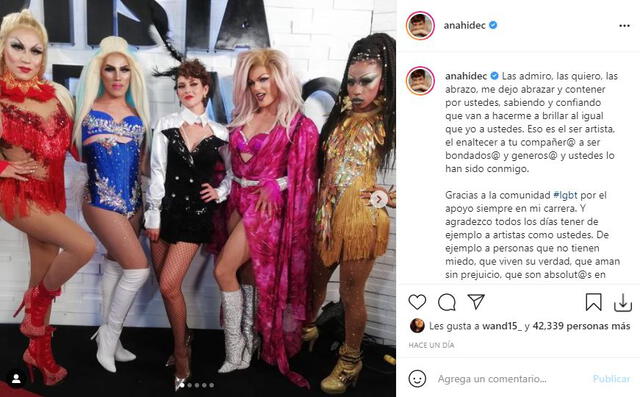 Mensaje de Anahí a drags queens. Foto: captura/Instagram