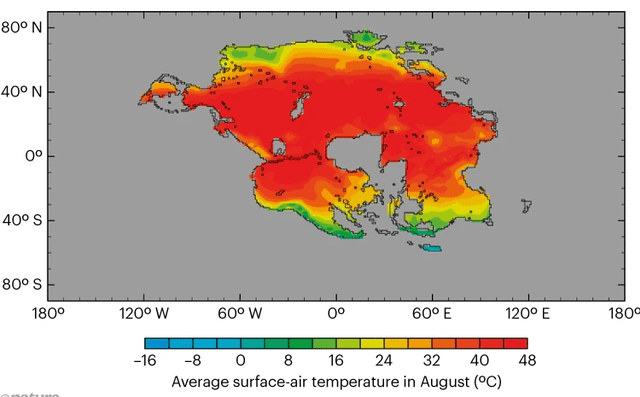  Si Pangea Última se forma en el trópico, como pronostica el modelo del último estudio, gran parte de la superficie, será inhabitable para los mamíferos. Foto: Nature Geoscience 