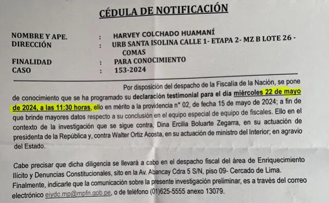 Harvey Colchado deberá brindar su testimonio ante el titular de la Fiscalía, Juan Carlos Villena. Foto: Difusión.   