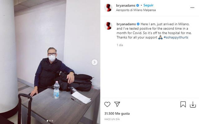 Bryan Adams con coronavirus. Foto: captura/Instagram