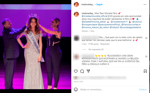 Mía Loveday compartió su coronación en Instagram. Foto: captura de Instagram   