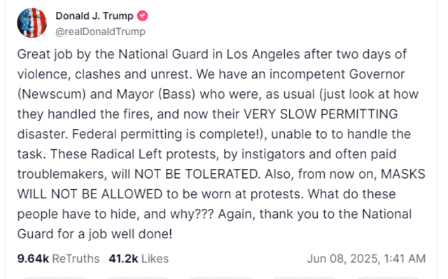 Donald Trump se manifiesta sobre las protestas contra el ICE en Los Ángeles. Donald Trump se manifiesta sobre las protestas contra el ICE en Los Ángeles.