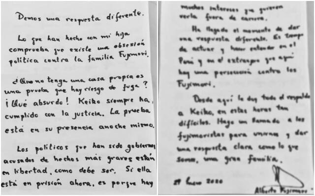 Carta de Alberto Fujimori