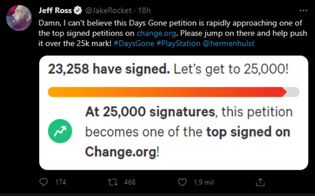 Petición por Days Gone 2