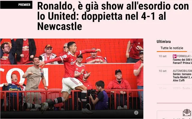 Cristiano Ronaldo fue figura en su regreso al United. Foto: La Gazzetta dello Sport