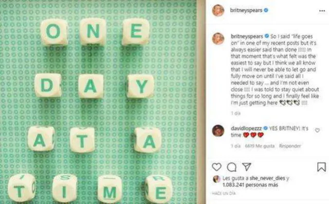 Britney Spears comparte mensaje en medio de la batalla legal con su padre. Foto: captura/Instagram