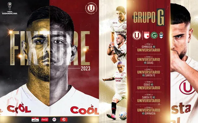 Fixture de Universitario en la Copa Sudamericana. <strong>Foto: Twitter</strong>   