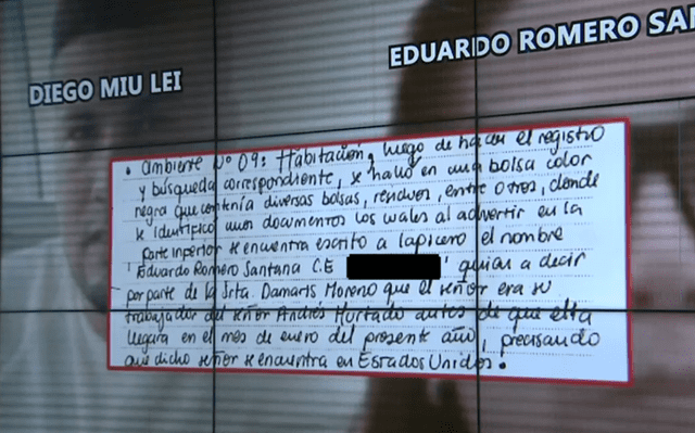  Manuscrito de la Fiscalía sobre el allanamiento a la vivienda de Andrés Hurtado. | Foto: Ocurre Ahora / ATV.   