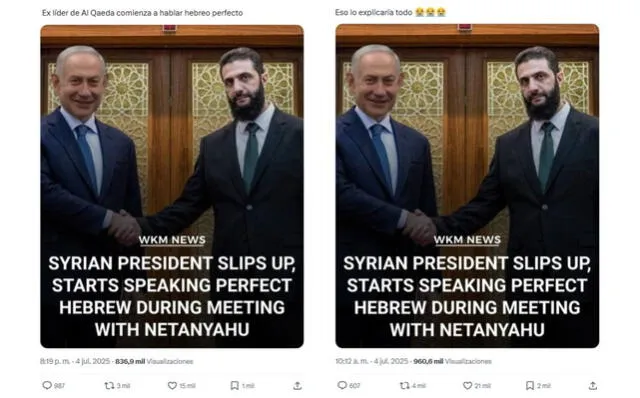 <em>Desinformación sobre Siria e Israel. Foto: captura de X</em>   
