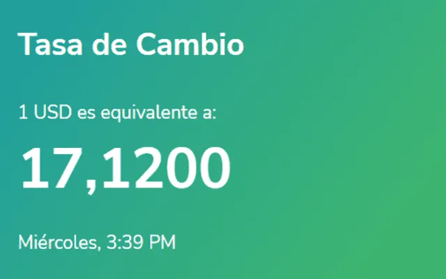 El portal Yummy Dólar estableció el precio del dólar a 17,12 bolívares en Venezuela. Foto: yummy-dolar.web.app