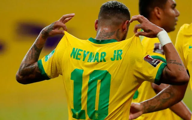 Neymar anotó el segundo gol en el partido contra Perú por las Eliminatorias Qatar 2022. Foto: EFE/Antonio Lacerda