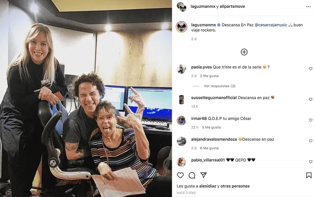 Alejandra Guzmán le dedicó un post al productor musical César Ceja. Foto: Alejandra Guzmán/Instagram.