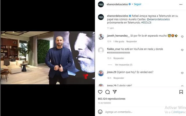 A mediados de febrero Telemundo anunció a través de sus redes sociales el retorno de Rafael Amaya a "El señor de los cielos". Foto: captura/ instagram:@elsenordeloscielos