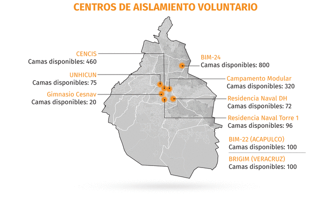 Centros de aislamiento voluntario en CDMX. (Foto: Infobae)