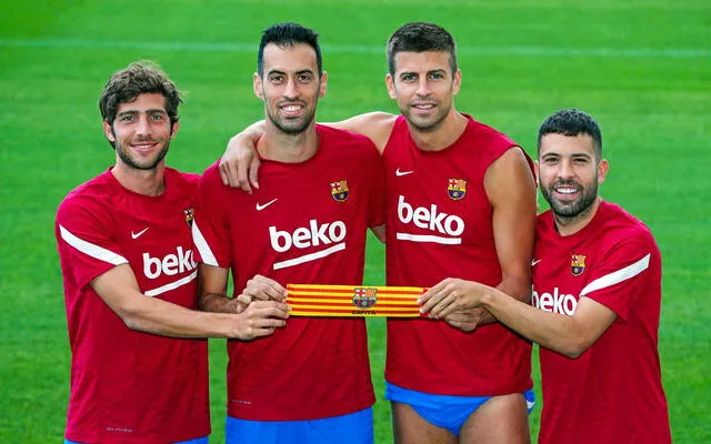 Busquets, Piqué, Alba y Sergi Roberto asumirán la capitanía tras la partida de Messi. Foto: difusión