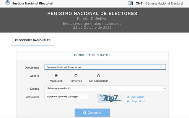 Cómo consultar el padrón electoral Argentina | consultá el padrón electoral definitivo | Elecciones Argentina 2023