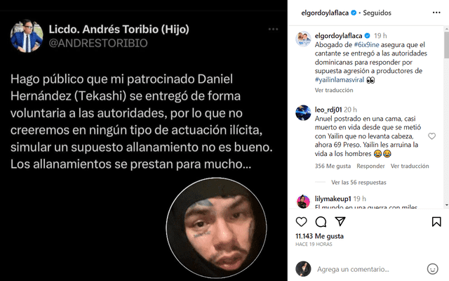  Tekashi fue detenido. Foto: Instagram    