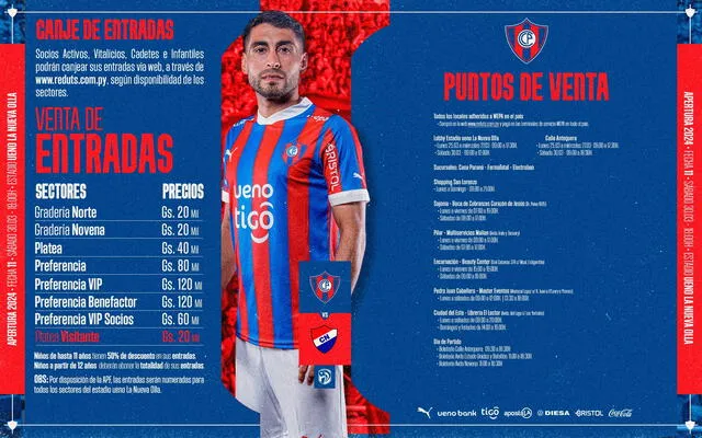 Precios de las entradas para el partido ante Nacional. Foto: Cerro Porteño 