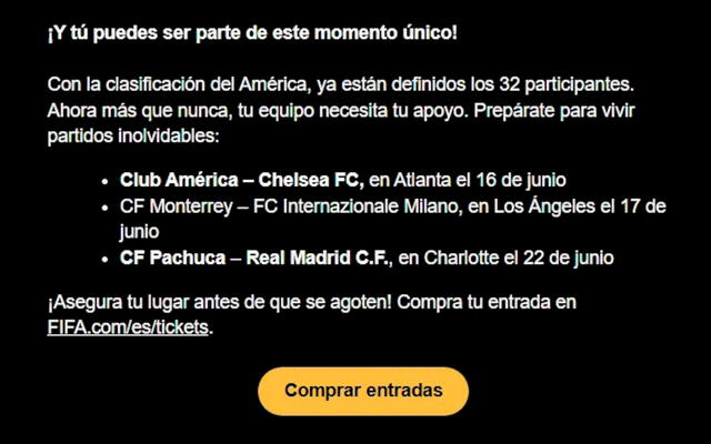 Mensaje erróneo de la FIFA sobre el América en el Mundial de Clubes. Mensaje erróneo de la FIFA sobre el América en el Mundial de Clubes.