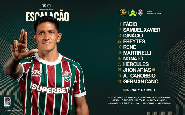 Alineación del Fluzao. Foto: Fluminense Alineación del Fluzao. Foto: Fluminense