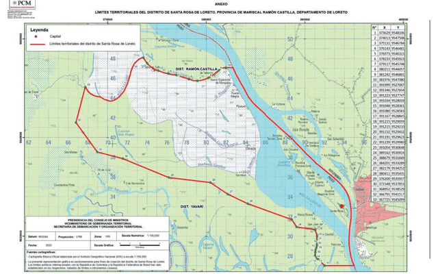  Delimitación del distrito de Santa Rosa en Loreto.   