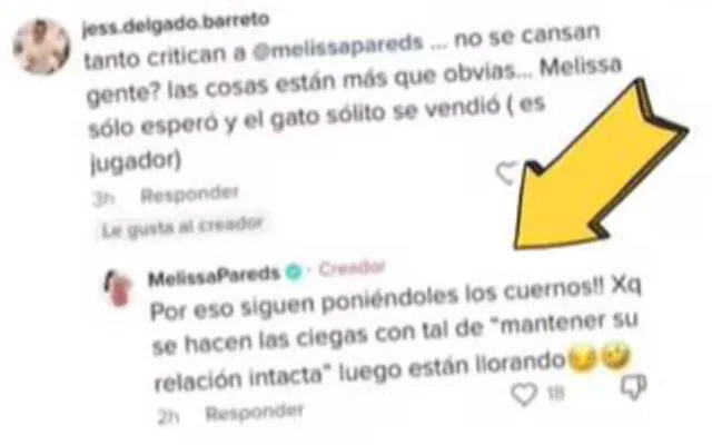 Melissa Paredes habría cuestionado la relación entre Rodrigo Cuba y Ale Venturo.