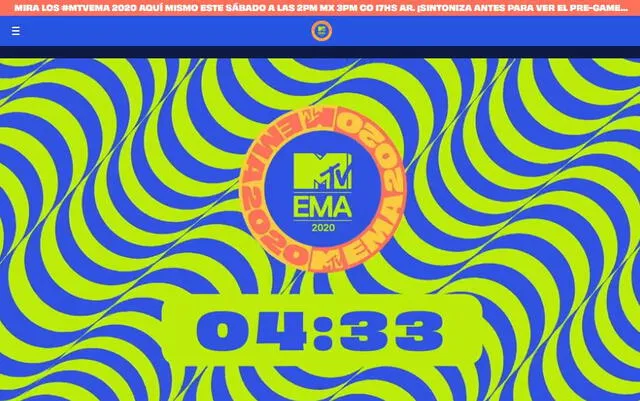 Transmisión en vivo MTV EMA 2020 vía livestream. Foto: captura