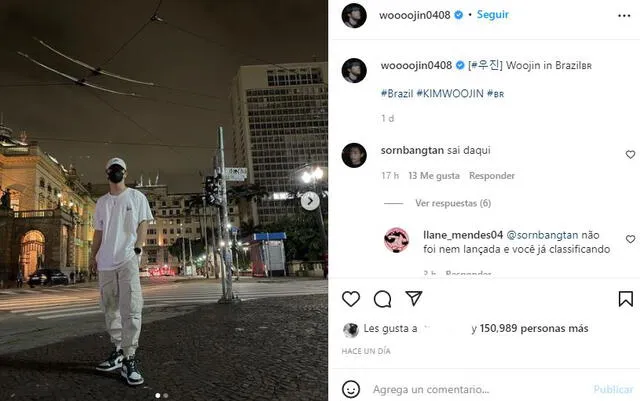 Kim Woojin en Brasil. Foto: captura Instagram