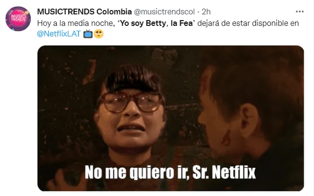 Meme sobre la salida de "Yo soy Betty, la fea" de Netflix.