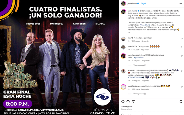 'Yo me llamo' tiene a 4 finalistas. Foto: Instagram/Yo me llamo   