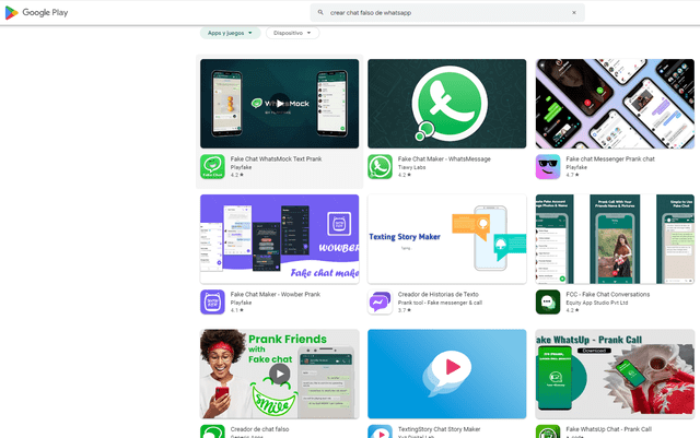  Esta apps para crear chats falsos de WhatsApp son muy populares. Foto: Play Store   