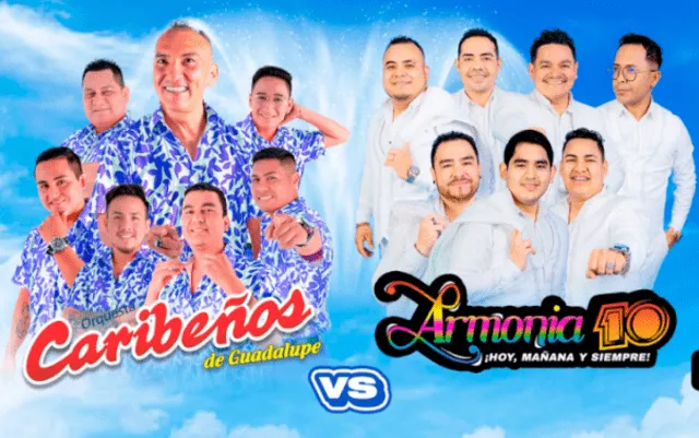 Los Caribeños de Guadalupe and Armonía 10 in concert.  Photo: Vao.pe 