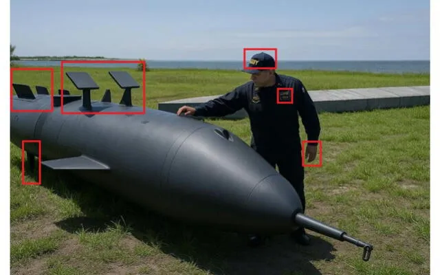 <em>En rojo, las anomalías detectadas en la escena. Foto: captura de X</em>   