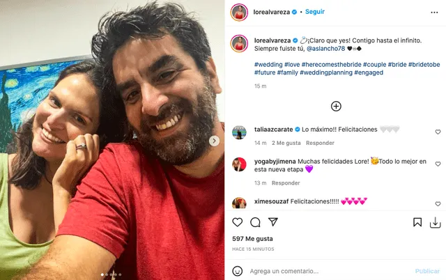 Lorena Álvarez anuncia su compromiso con el director Alvaro Sarria