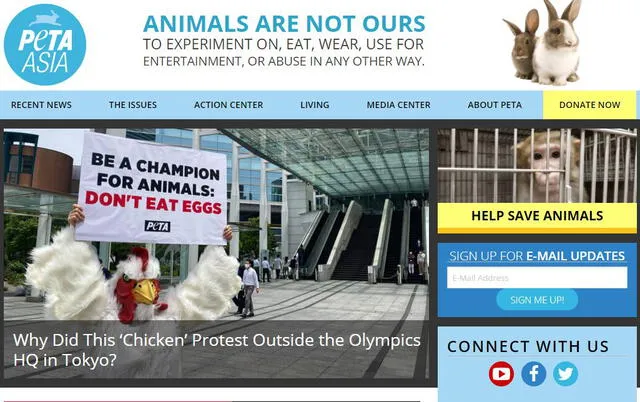 Portal web oficial de PETA Asia. Foto: petaasia.com Portal web oficial de PETA Asia. Foto: petaasia.com