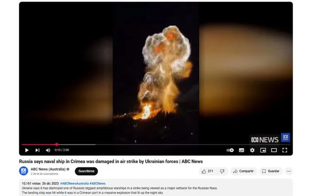 <em>Publicación del registro fílmico por ABC News. Foto: captura de YouTube</em>   