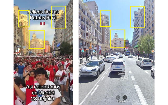 <em>Comparativa entre una escena del video viral (izquierda) y su localización en el plano vial (derecha). Foto: captura de X / Google Maps</em>   