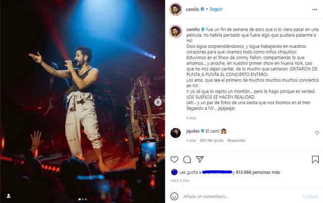 Camilo debutará con show musical en los Latin Grammy 2021. Foto: Camilo/Instagram
