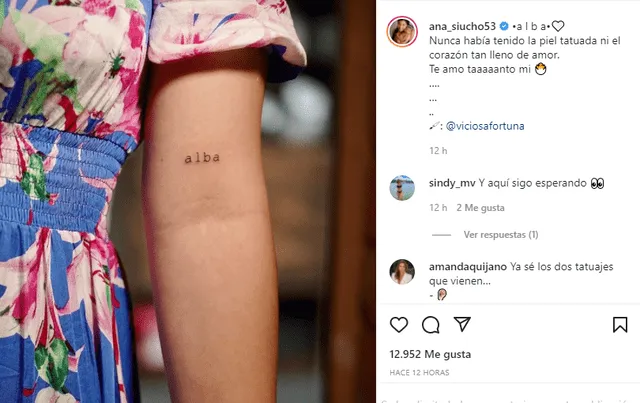 Ana Siucho se tatuó el nombre de su hija. Foto: Ana Siucho/Instagram.