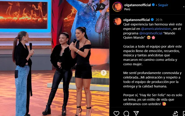 Olga Tañon fue homenajeada en 'Mande quien mande'. Foto: Instagram Olga Tañon fue homenajeada en 'Mande quien mande'. Foto: Instagram