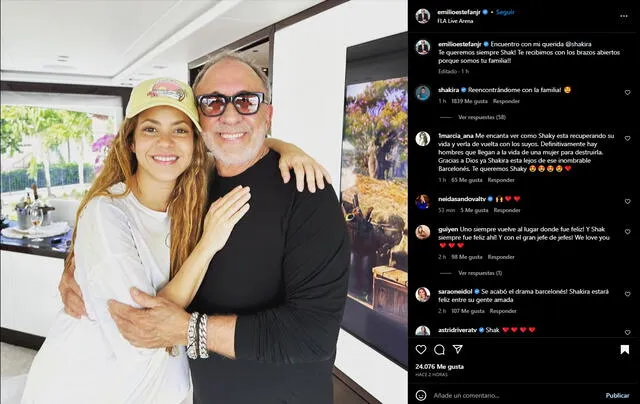 Shakira y Emilio Estefan reunidos luego de la larga temporada de la colombiana en España. Foto: Instagram / Emilio Estefan.   