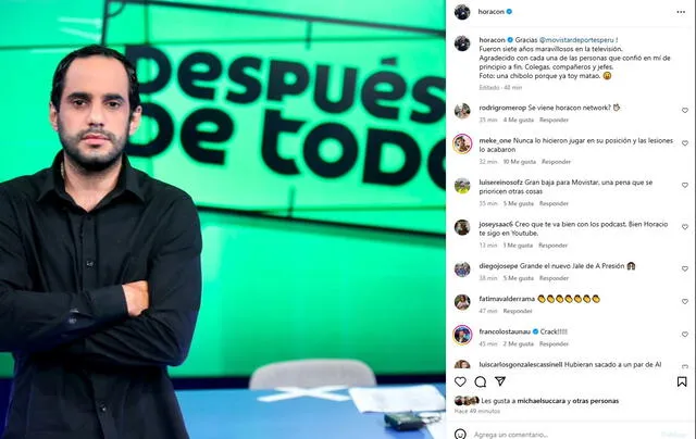 Mensaje de despedida de Horacio Zimmermann tras 7 años en Movistar Deportes. Foto: captura de Instagram,   