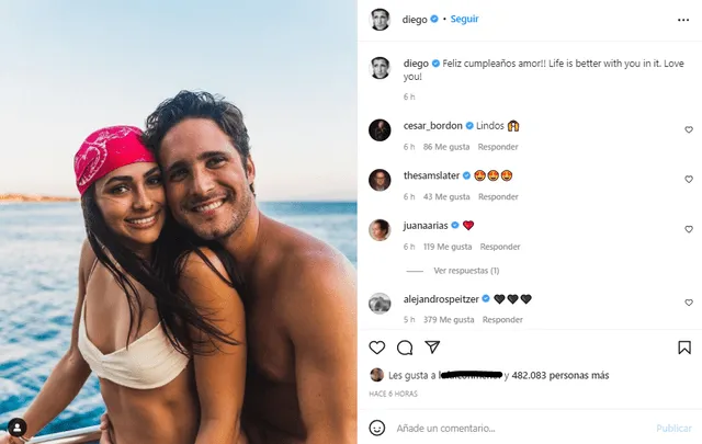 El mensaje de Diego Boneta estuvo acompañado de una romántica fotografía protagonizada por él y su pareja Renata Notni. Foto: Diego Boneta/Instagram