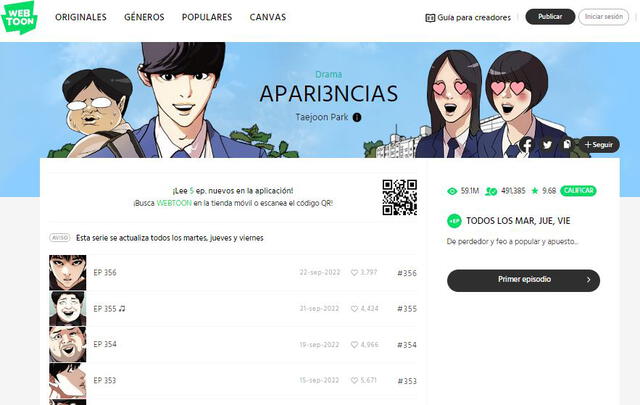 "Apari3ncias" en Webtoon