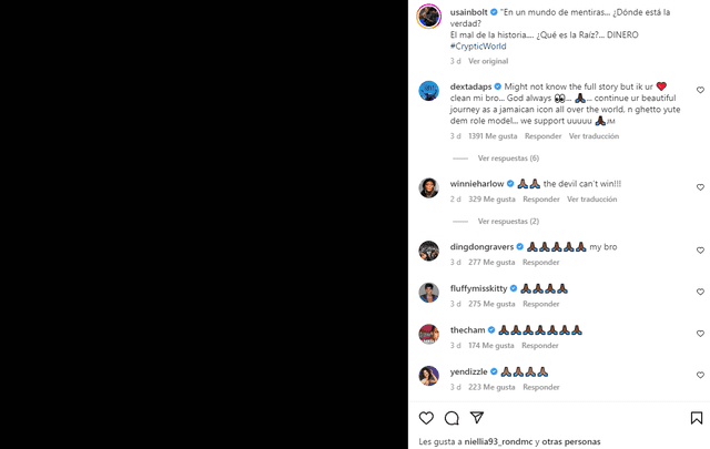 Publicación de Instagram de Usain Bolt