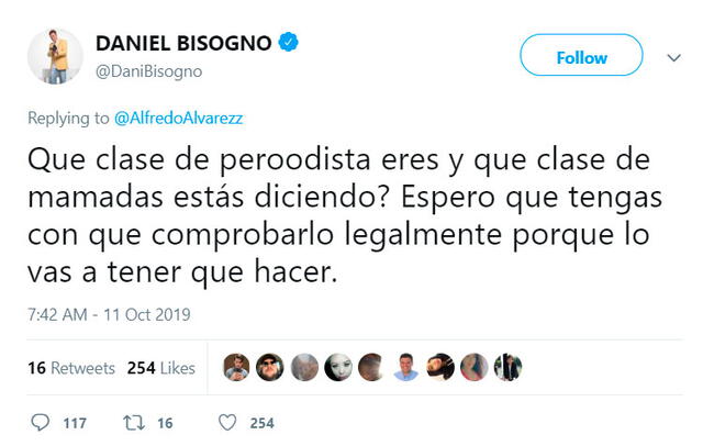 Daniel Bisogno amenaza con demandar a periodista por videos íntimos