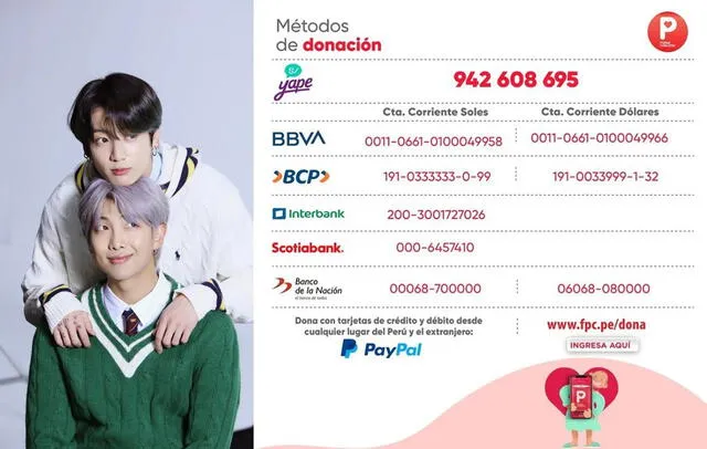 Club de fans BTS Perú invoca a participar en colecta Ponle Corazón. Foto: BTS Perú en Twitter
