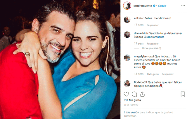 Sandra Muente y su novio en Instagram.
