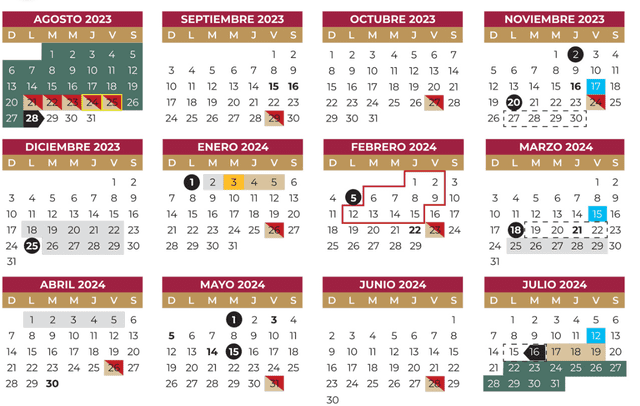 Este es el calendario anual de la Secretaría de Educación Pública. Foto: SEP   